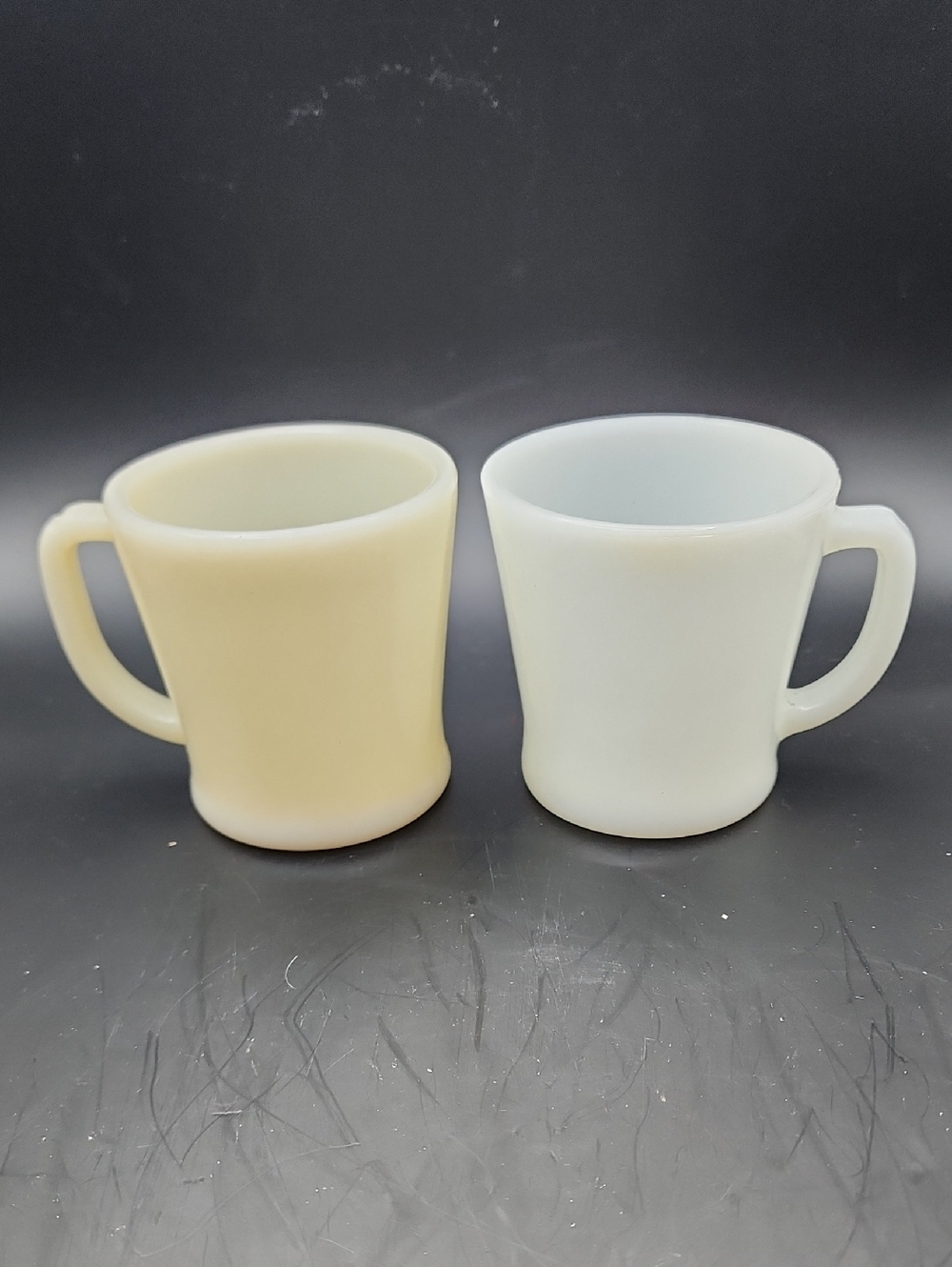 Vintage Fire King & Anchor Hocking D Handle 2 Coffee Mugs Cups 1940s